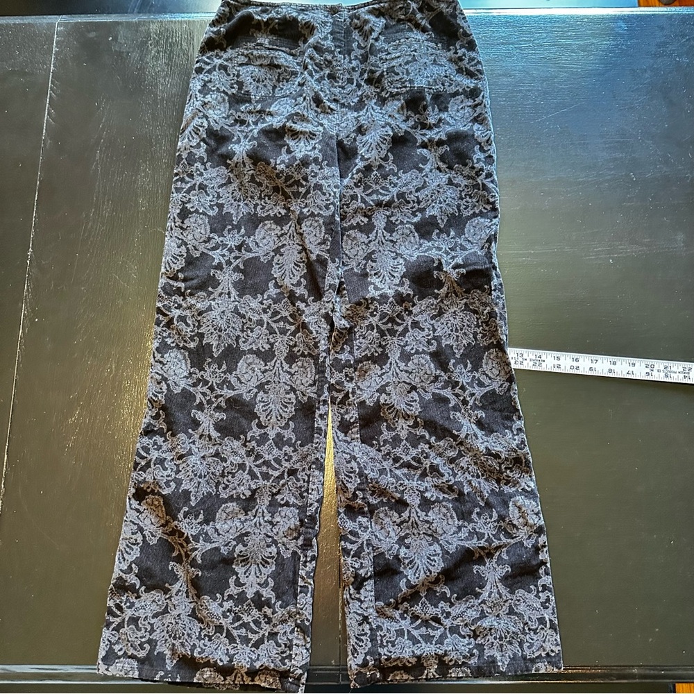 Retro Corduroy Size 10 J. Jill Charcoal Patterned PantsTea Party Brunch Business
